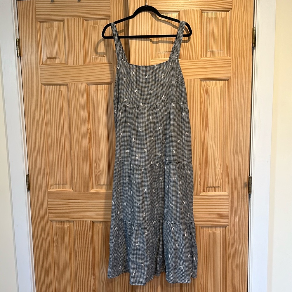 Madewell XL tiered gingham midi dress